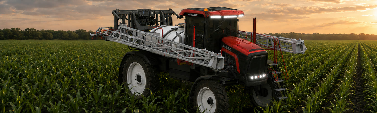 Apache AS660 rear three-quarter in corn at sunset